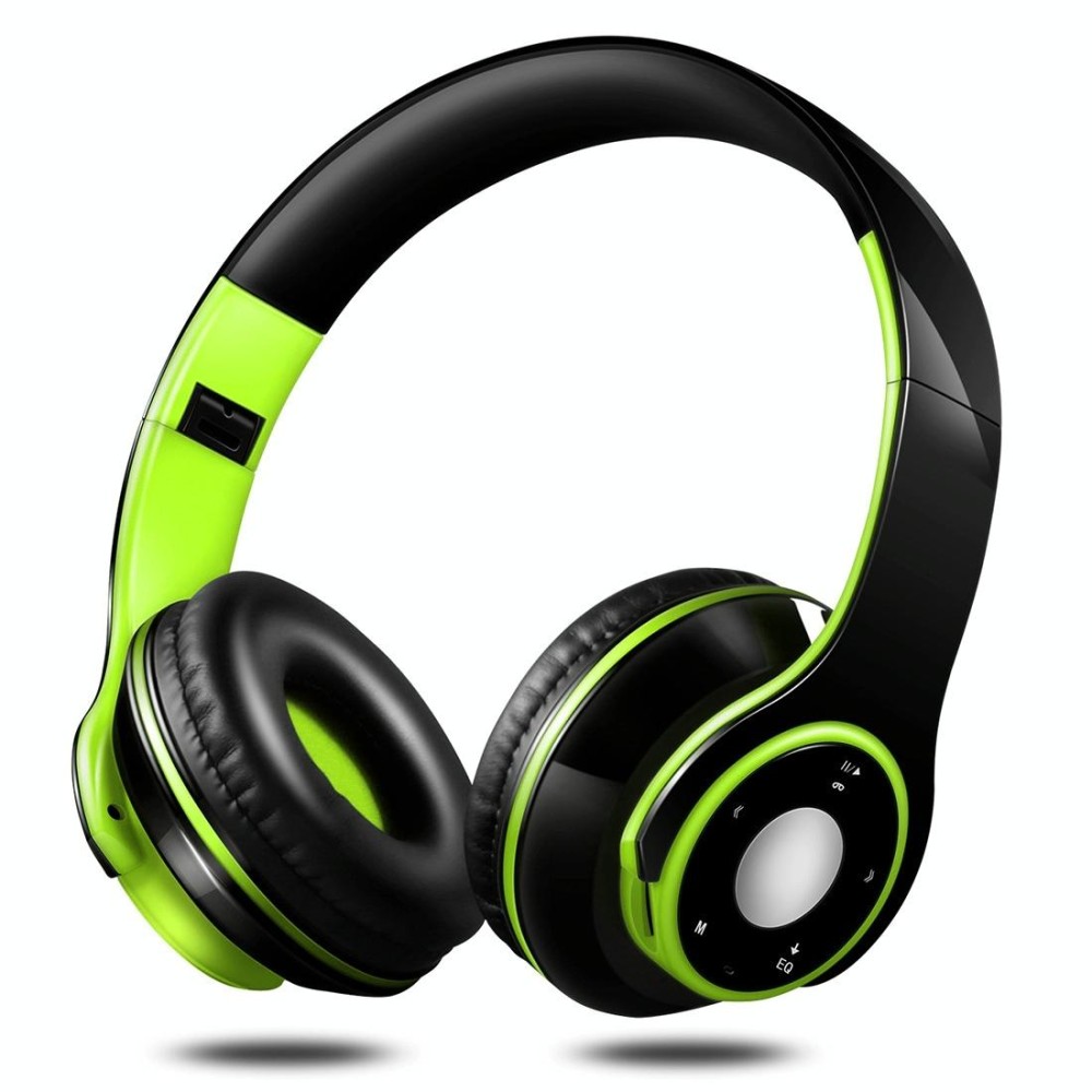 SG-8 Bluetooth 4.0 + EDR Headphones Wireless Over-ear TF Card FM Radio Stereo Music Headset with Mic (Green)