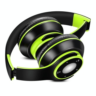 SG-8 Bluetooth 4.0 + EDR Headphones Wireless Over-ear TF Card FM Radio Stereo Music Headset with Mic (Green)