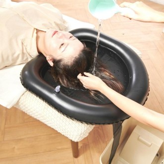 Bed Nursing No Bending Inflatable Light Shampoo Basin, Color: Black