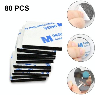 80 PCS 43x54x1.5mm Square EVA Foam Double-sided Adhesive High-viscosity Sponge Sticker(Black)