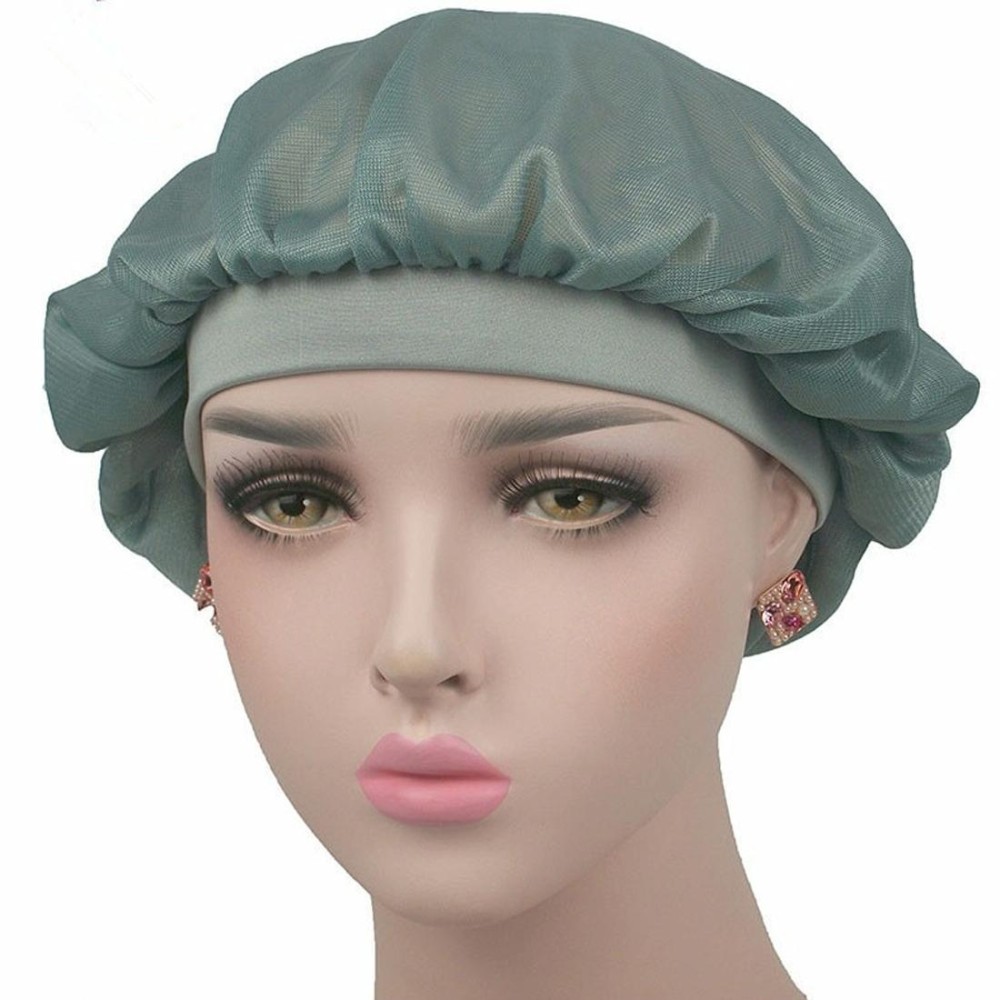 Coconut Nightcap Air Conditioning Cap Long Hair Cap Wide Band Satin Bonnet(Grey)