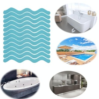 24pcs /Bag Wavy Shaped Safety Bathtub Non-Slip Sticker, Specification:  1.3 x 18cm(Blue)