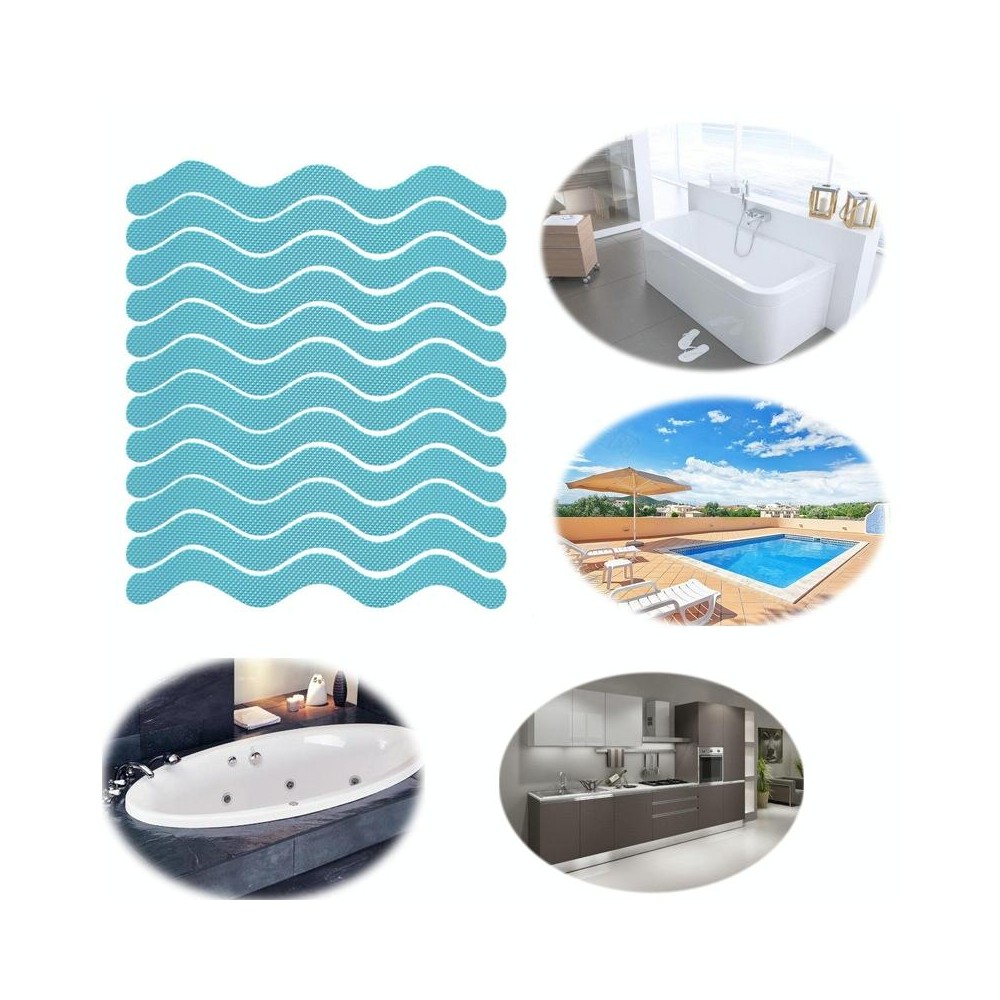 24pcs /Bag Wavy Shaped Safety Bathtub Non-Slip Sticker, Specification:  1.3 x 18cm(Blue)