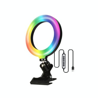 8W 6 inch RGB Ring Light Colorful Live Clips Fill Light Desktop Computer Video Conference Beauty Lamp