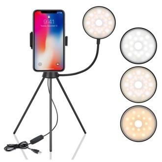 NS-08 Makeup Live Selfie Fill Ring Light Photography LED Dimmable Ring Lamp with Phone Tripod Stand Holder