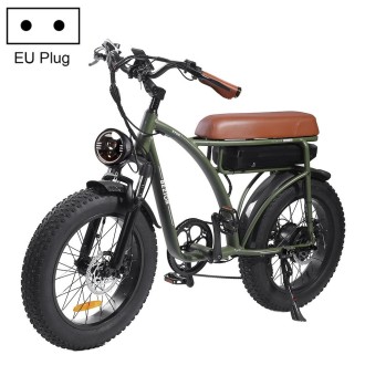 [EU Warehouse] BEZIOR XF001 1000W 48V 12.5AH Retro Electric Bicycle with LCD Digital Display & 20 inch Tires, EU Plug(Army Green