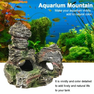 Stone Fish Tank Landscape Simulation Resin Aquarium Decorative Ornament, Style: Cave Mountain D