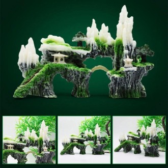 Stone Fish Tank Landscape Simulation Resin Aquarium Decorative Ornament, Style: Cave Mountain D