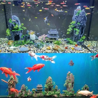 Stone Fish Tank Landscape Simulation Resin Aquarium Decorative Ornament, Style: Cave Mountain D