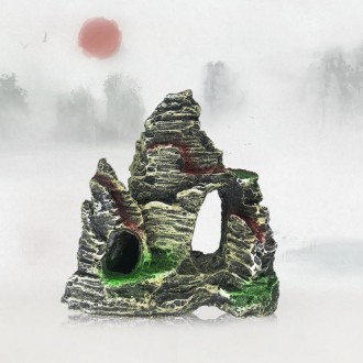 Stone Fish Tank Landscape Simulation Resin Aquarium Decorative Ornament, Style: Cave Mountain C