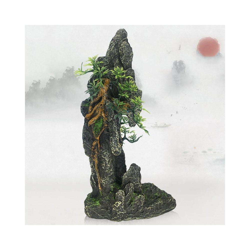 Stone Fish Tank Landscape Simulation Resin Aquarium Decorative Ornament, Style: Tianzhu Mountain