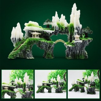 Stone Fish Tank Landscape Simulation Resin Aquarium Decorative Ornament, Style: Tianzhu Mountain