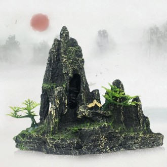 Stone Fish Tank Landscape Simulation Resin Aquarium Decorative Ornament, Style: Xiaoyao Mountain