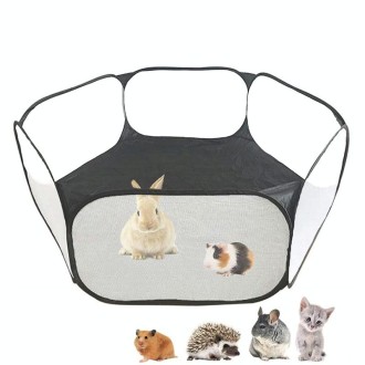 Portable Small Animal Game Fence Folding Outdoor Interior Pet Tent(Black Opp Bag)