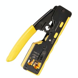 6P8P Seven-type Through-hole Crystal Head  Wire Stripping Tool Network Cable Pliers(Yellow)