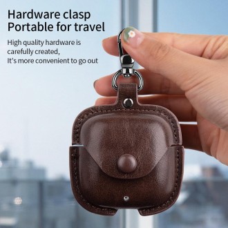 For Huawei FreeBuds SE 2 Leather TWS Earphone Protective Case with Hook(Dark Brown)