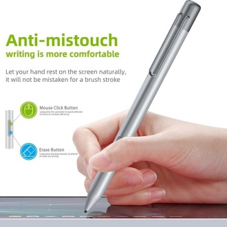 For Microsoft Surface 3 Pro 3/4/5/6/7/Book/Laptop/Go Pressure Touch Capacitance Pen(Silver)