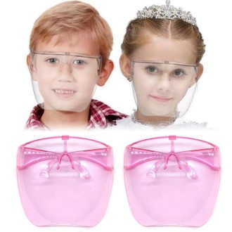 2 PCS Kids Anti-Saliva Splash Anti-Spitting Anti-Fog Face Shield Sunscreen Sunglasses (Pink)