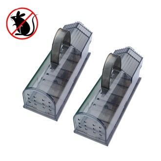 2 PCS  Large Plastic Mousetrap Mouse Cage Pedal Trap(Grey)