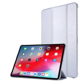 For iPad Air 13 2024 / iPad Pro 12.9 2022 / 2021 Silk Texture Three-fold Horizontal Flip Leather Tablet Case with Holder & Pen S