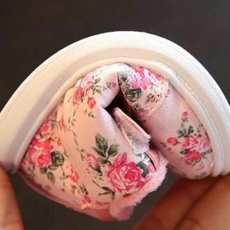 Winter Print Flower PU Leather Infant Warm Snow Boots, Size:22, Color:Pink