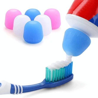 5 PCS Manual Silicone Self-Sealing Toothpaste Cap Aid(Blue)