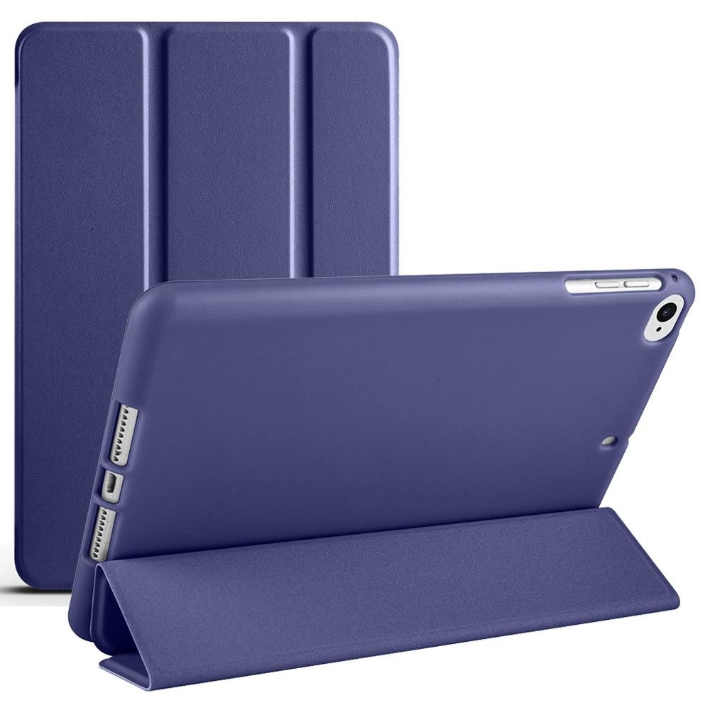 For iPad mini 5 / 4 / 3 / 2 / 1 3-folding TPU Horizontal Flip Leather Tablet Case with Holder(Dark Blue)