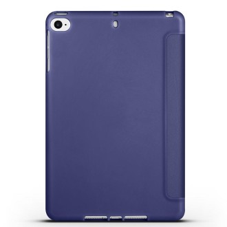 For iPad mini 5 / 4 / 3 / 2 / 1 3-folding TPU Horizontal Flip Leather Tablet Case with Holder(Dark Blue)