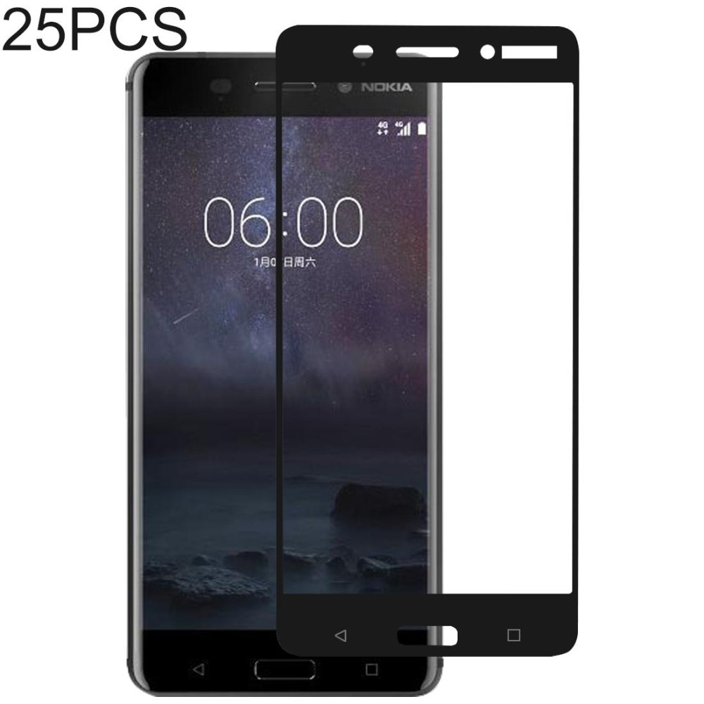 25 PCS Full Glue Full Cover Screen Protector Tempered Glass film for Nokia 6