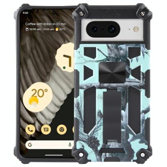 For Google Pixel 8 Pro Camouflage Armor Kickstand TPU + PC Magnetic Phone Case(Mint Green)