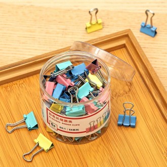 Deli 8556ES 60pcs / Box Colorful Binder Clip Bill Clip Dovetail Clip Metal Iron Bill Clip