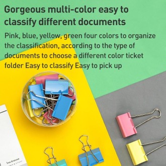 Deli 8556ES 60pcs / Box Colorful Binder Clip Bill Clip Dovetail Clip Metal Iron Bill Clip