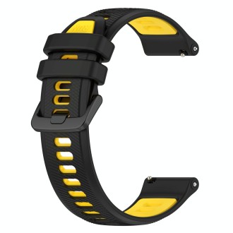 For SUUNTO 9 Peak Pro 22mm Sports Two-Color Silicone Watch Band(Black+Yellow)