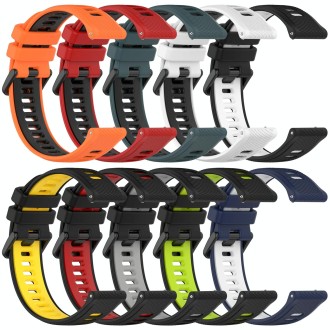 For SUUNTO 9 Peak Pro 22mm Sports Two-Color Silicone Watch Band(Black+Yellow)