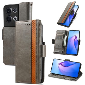 For OPPO Reno8 Pro CaseNeo Splicing Dual Magnetic Buckle Leather Phone Case(Gray)