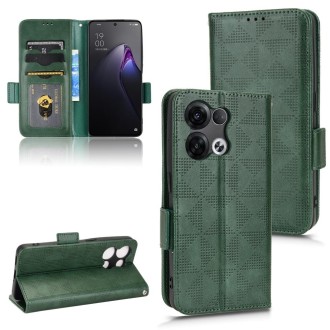 For OPPO Reno8 Pro Symmetrical Triangle Leather Phone Case(Green)