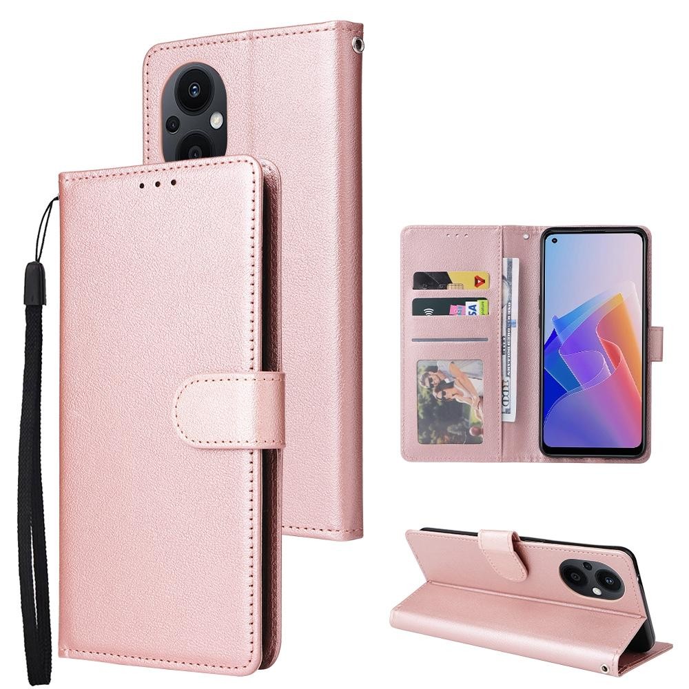 For OPPO A96 5G / Reno7 Z / Reno8 Z Multifunctional 3 Card Slots Leather Phone Case(Rose Gold)