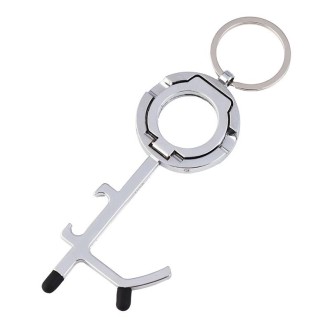 EDC Door Opener Non-Contact Press Elevator Protection Keychain Pendant, Specification: OPP Packaging(Silver)