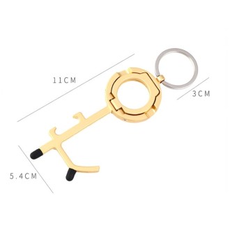 EDC Door Opener Non-Contact Press Elevator Protection Keychain Pendant, Specification: OPP Packaging(Silver)