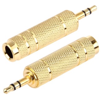 Gold Plated 3.5mm Plug to 6.35mm Stereo Jack Adaptor Socket Adapter