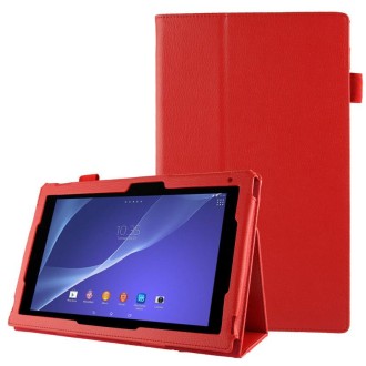 Litchi Texture Leather Case with Holder for Sony Xperia Tablet Z2 10.1(Red)