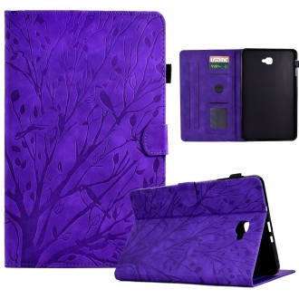 For Samsung Galaxy Tab A 10.1 2016 Fortune Tree Pressure Flower PU Tablet Case with Wake-up / Sleep Function(Purple)