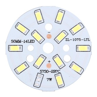 10 PCS 7W SMD 5730 Aluminum Base Light Panel, 14 LEDs 630 LM 3000-6500K, Diameter: 50mm