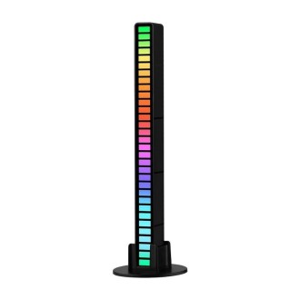 RGB Sound-controlled Rhythmic Response Lights Music Ambient LED Pick-up Lights Plug-in(16 Lights Black)