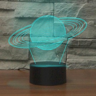 Saturn Shape 3D Colorful LED Vision Light Table Lamp, USB & Battery Version