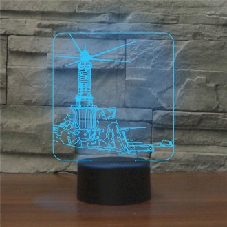 Lighthouse Shape 3D Colorful LED Vision Light Table Lamp, 16 Colors Remote Control Version