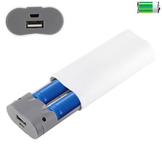 DIY 2x 18650 Batteries (Not Included) Portable Power Bank Shell Box Charger(White)