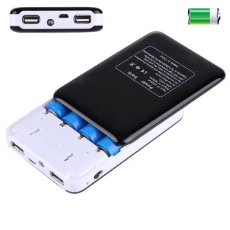 Portable High-efficiency 4 x 18650 Batteries Plastic Power Bank Shell Box with Dual USB Output & Heat Dissipation Hole, Batterie