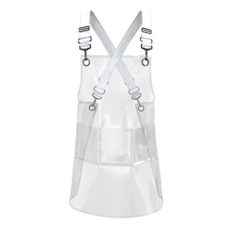 30 Silk Short 60cm Transparent TPU Apron Solid Color Webbing Adjustable Work Apron(Transparent + White Webbing)