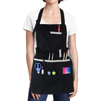 Cotton Oil Painting Art Paint Work Clothes Apron(Black)